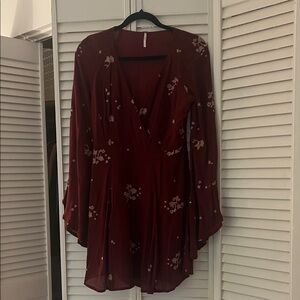 Free People Burgundy Floral Dress